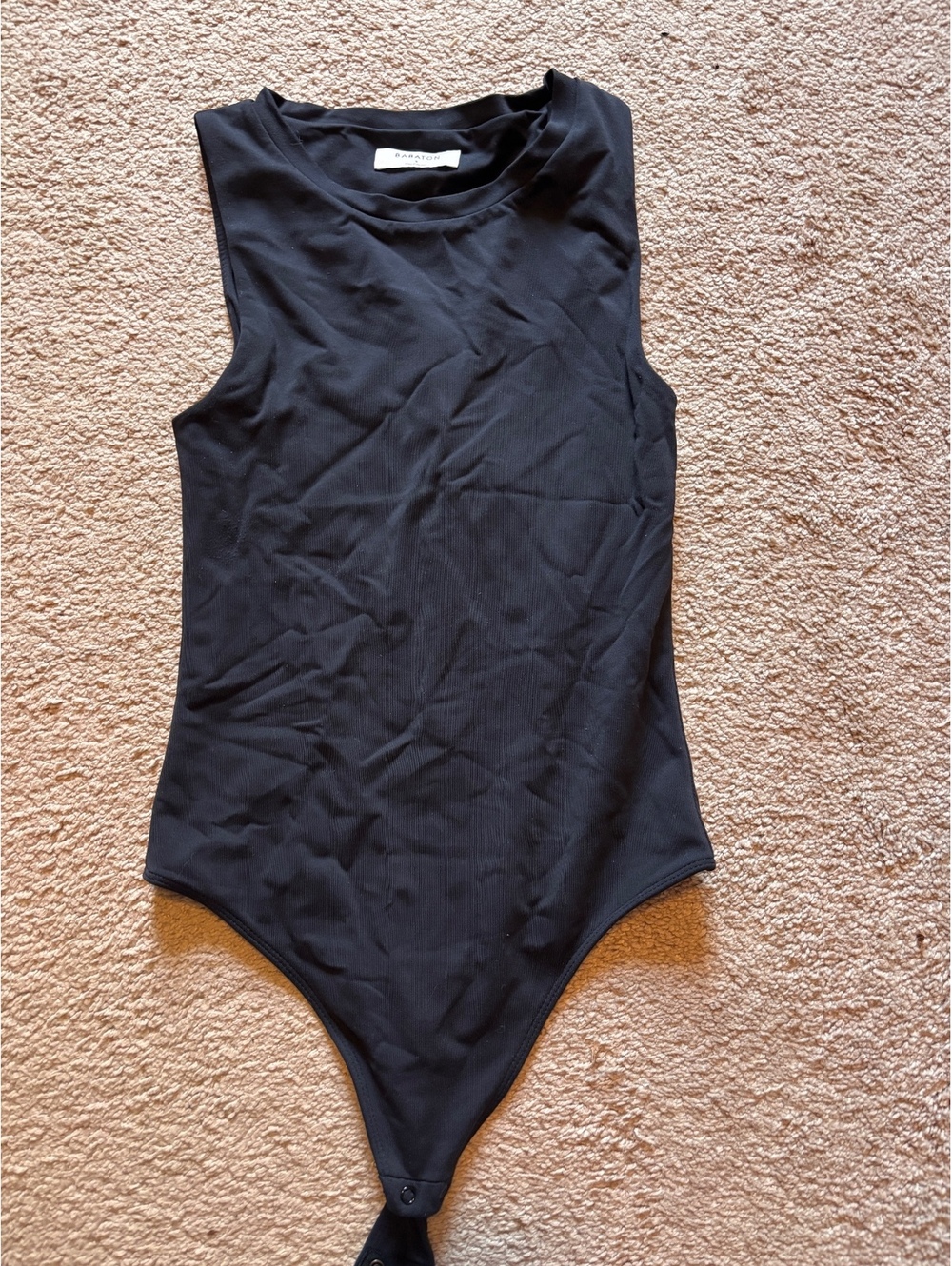 Babaton black stretch high neck crew tank top bodysuit size small